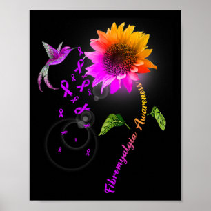Bewusstsein Lila Sonnenblume Hummingbird Poster