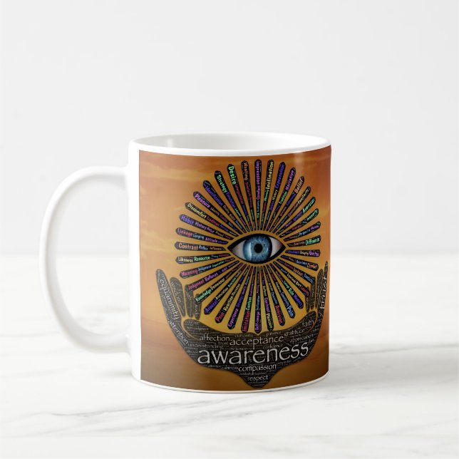 Bewusstsein Mindest Auge Inspiration Word Art Kaffeetasse (Links)