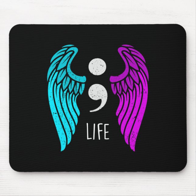 Bewusstsein - Semi Colon Life Engel Mousepad (Vorne)