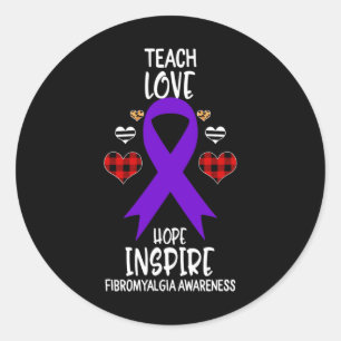 Bewusstsein Teach Ribbon Liebe Hope Inspiriert Runder Aufkleber