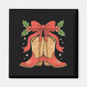 Bewusstseins-Cowboy-Stiefel-Weihnachten-Brustkrebs Magnet