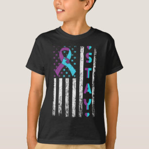 Bewusstseinsbildung bei Suiziden Bleibe Rosa und A T-Shirt