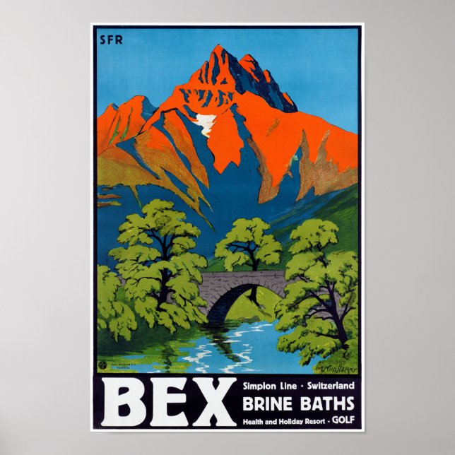 Bex Switzerland Vintage Travel Poster wiederherges (Vorne)