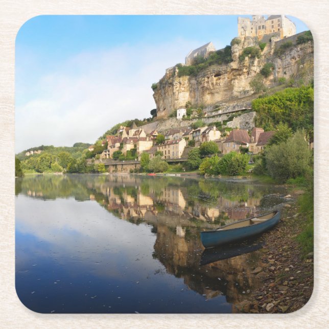Beynac-und-Cazenac in Dordogne-Untersetzer Rechteckiger Pappuntersetzer (Vorderseite)