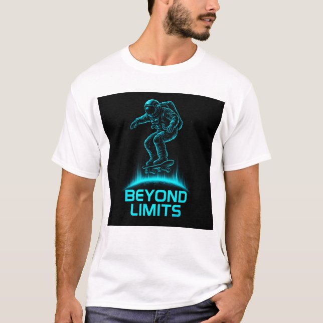 Beyond Limits – Futuristic Astronaut Skateboard T-Shirt (Vorderseite)