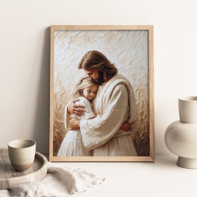 Beyond Love, Christian Art, Jesus Hugging Girl Poster (Von Creator hochgeladen)
