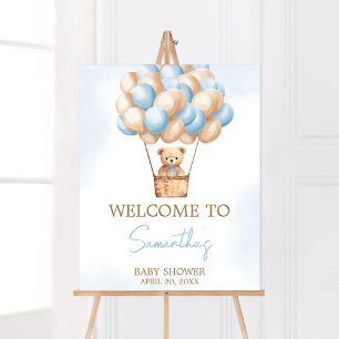 Beyond Wait Blue Hot Air Ballon Baby Willkommen Poster
