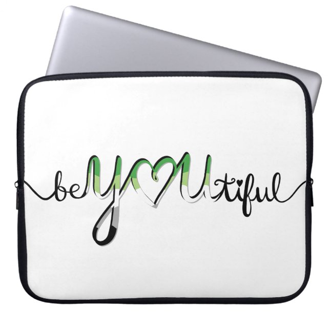 BeYOUtiful Aromantic Aro Pride Flag Lettering Laptopschutzhülle (Vorderseite)