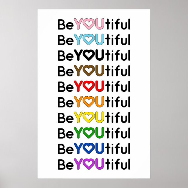 BeYOUtiful Progress Pride Rainbow Flag  Poster (Vorne)