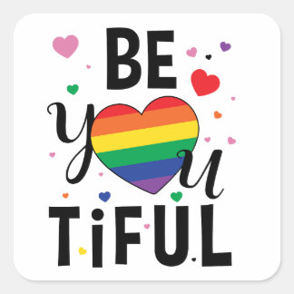 BeYOutiful rainbow flagge Gay flagge LGBTQ Monat Quadratischer Aufkleber