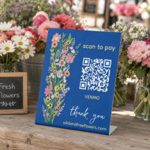 BEZAHLEN PER QR-Code Blumenhändler Handgemalte Blu