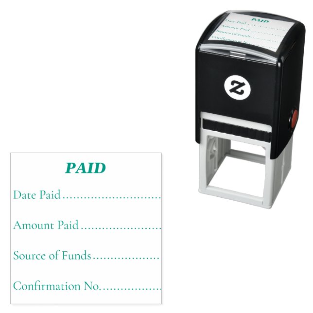 BEZAHLT Office Simple Gerahmt mit Zahlungsinformat Permastempel (Beispiel)