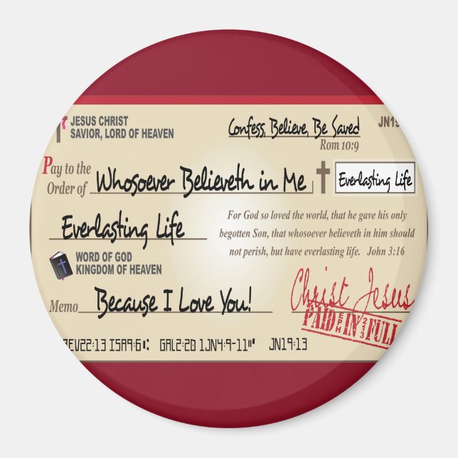 Bezahlung in vollem Rett durch Jesus Karo Christli Magnet (Vorne)