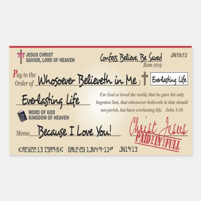 Bezahlung in vollem Rett durch Jesus Karo Christli Rechteckiger Aufkleber (Vorderseite)