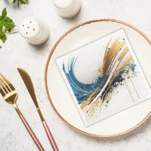 Bezaubernd Abstraktes Party Napkins Blue Gold