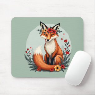 Bezaubernd Blumenfox Holzlandschaft Kunst Mousepad
