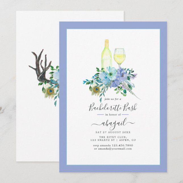 Bezaubernd Boho Weinroute Bachelorette Einladung (Vorne/Hinten)