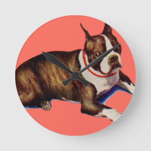 bezaubernd Boston Terrier Runde Wanduhr