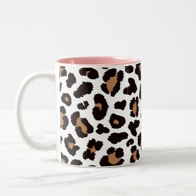 Bezaubernd Elegante Natürliche Leoparden Muster    Zweifarbige Tasse (Links)