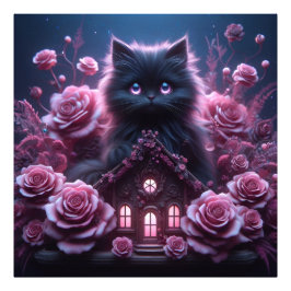 Bezaubernd Kitten Haven: 3D Dark Fantasy Art Print Fotodruck