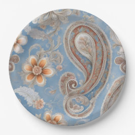 Bezaubernd Paisley Peach and Blue Pappteller