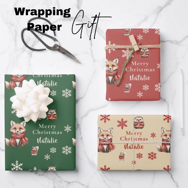 Bezaubernd Winter Tales Fox Weihnachten Geschenkpapier Set (Enchanted Winter Tales Fox Christmas Wrapping Paper Sheets)
