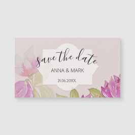 Bezaubernde Aquarellfarben Rosa Blume Handgemalt Magnetkarte