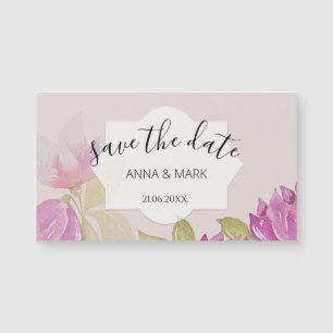 Bezaubernde Aquarellfarben Rosa Blume Handgemalt Magnetkarte