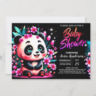 Bezaubernde Bamboo Panda Bliss Girl Baby Dusche Einladung