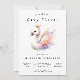 Bezaubernde, bedienerfreundliche Swan-Babydusche Einladung