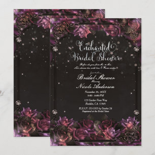 Bezaubernde Berry Rose Dark Floral Garden Bridal Einladung