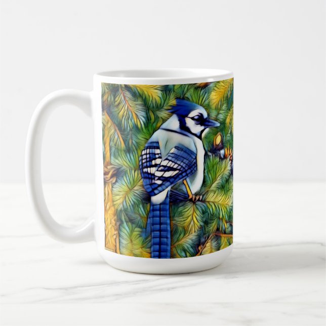 Bezaubernde blaue Jay drucken Kaffeetasse (Links)