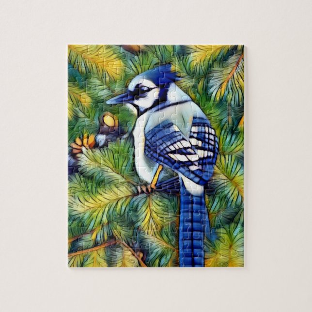 Bezaubernde blaue Jay drucken Puzzle (Vertikal)
