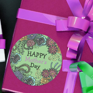 Bezaubernde Blume des Doodle Runder Aufkleber