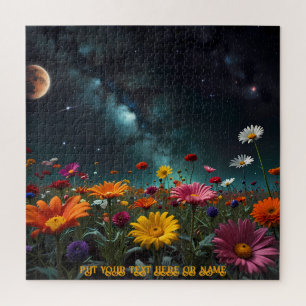 Bezaubernde Blume mit Blick auf die Galaxie Puzzle
