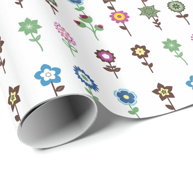 Bezaubernde Blume-Muster Illustration Geschenkpapier (Rolleneckpunkt)