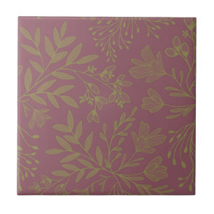 Bezaubernde Blumenwiesen-Träume L1 Bordeau Green Fliese