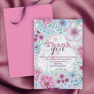 Bezaubernde Bohemische Blume Kinderdusche Dankeskarte