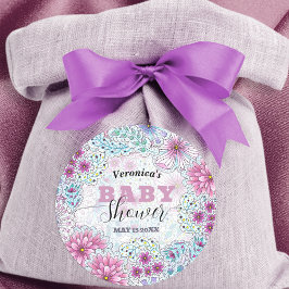 Bezaubernde Bohemische Blume Kinderdusche Runder Aufkleber