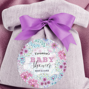 Bezaubernde Bohemische Blume Kinderdusche Runder Aufkleber