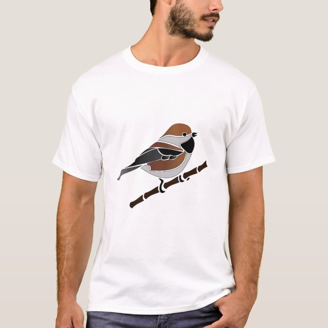 Bezaubernde Boreal Chickadee Bird Cartoon T-Shirt (Vorderseite)