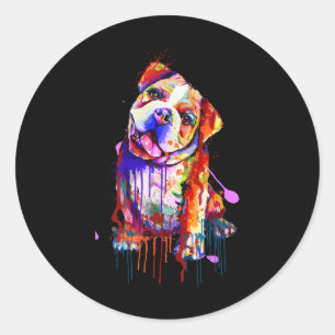 Bezaubernde Bulldog Rainbow Colors Kunst, Dichtung Runder Aufkleber