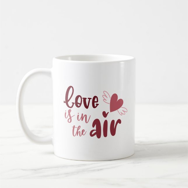 Bezaubernde einfache Liebe Süße Hand Fliegendes He Kaffeetasse (Links)