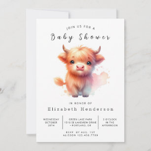 Bezaubernde, einfache Whimsy-Kuh-Babydusche Einladung