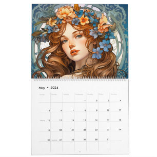 Bezaubernde Eleganz: Jugendstil-Girls Kalender