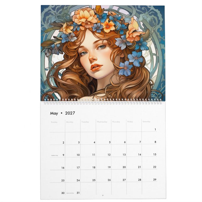 Bezaubernde Eleganz: Jugendstil-Girls Kalender (Mai 2027)