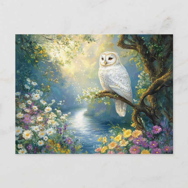 Bezaubernde Eule-Blume und Wälder Postkarte (Vorderseite)