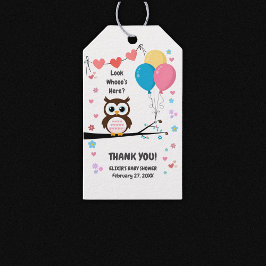 Bezaubernde Eule mit Balloons & Herz Babydusche Geschenkanhänger