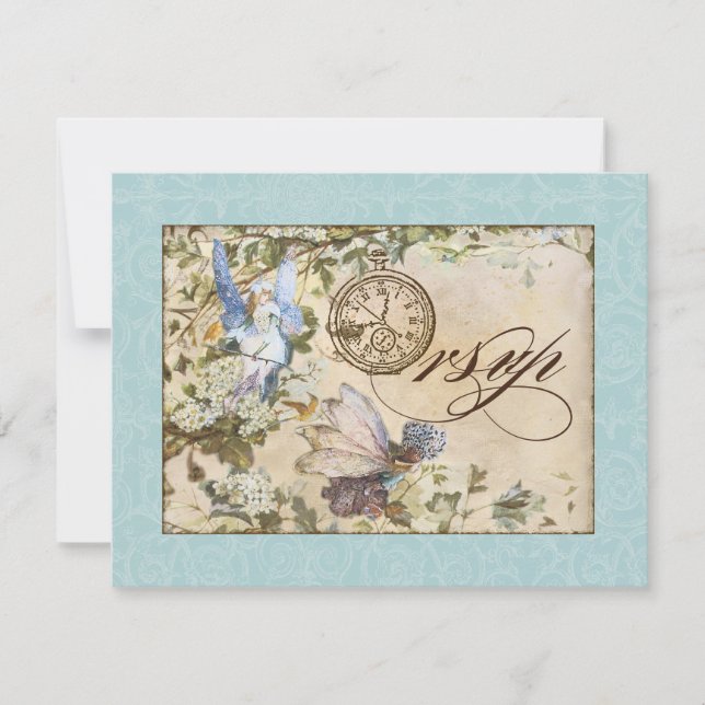 Bezaubernde Fee Fairies Blumenzitter Hochzeiten RSVP Karte (Vorderseite)