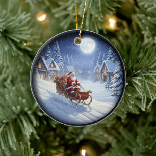 Bezaubernde festliche Weihnachtsszene Keramik Ornament